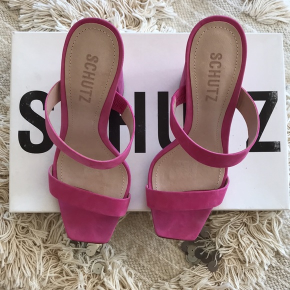SCHUTZ Maribel Rosa Vibrant Pink Sandal Heels 6 - Picture 6 of 15